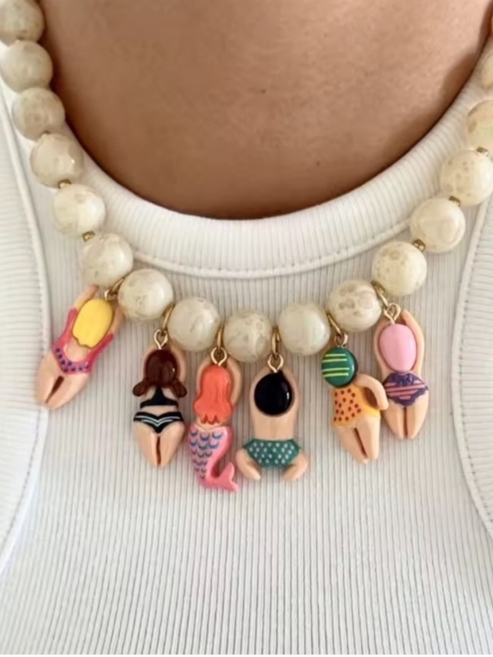 Beach Babes Beaded Charm Necklace